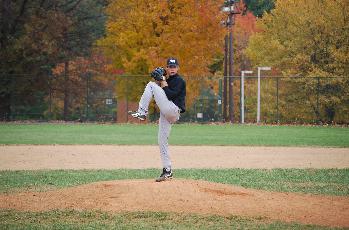Steve Callahan pitching for Northwest High School vs. Good Council High School 2008 Fall League action
